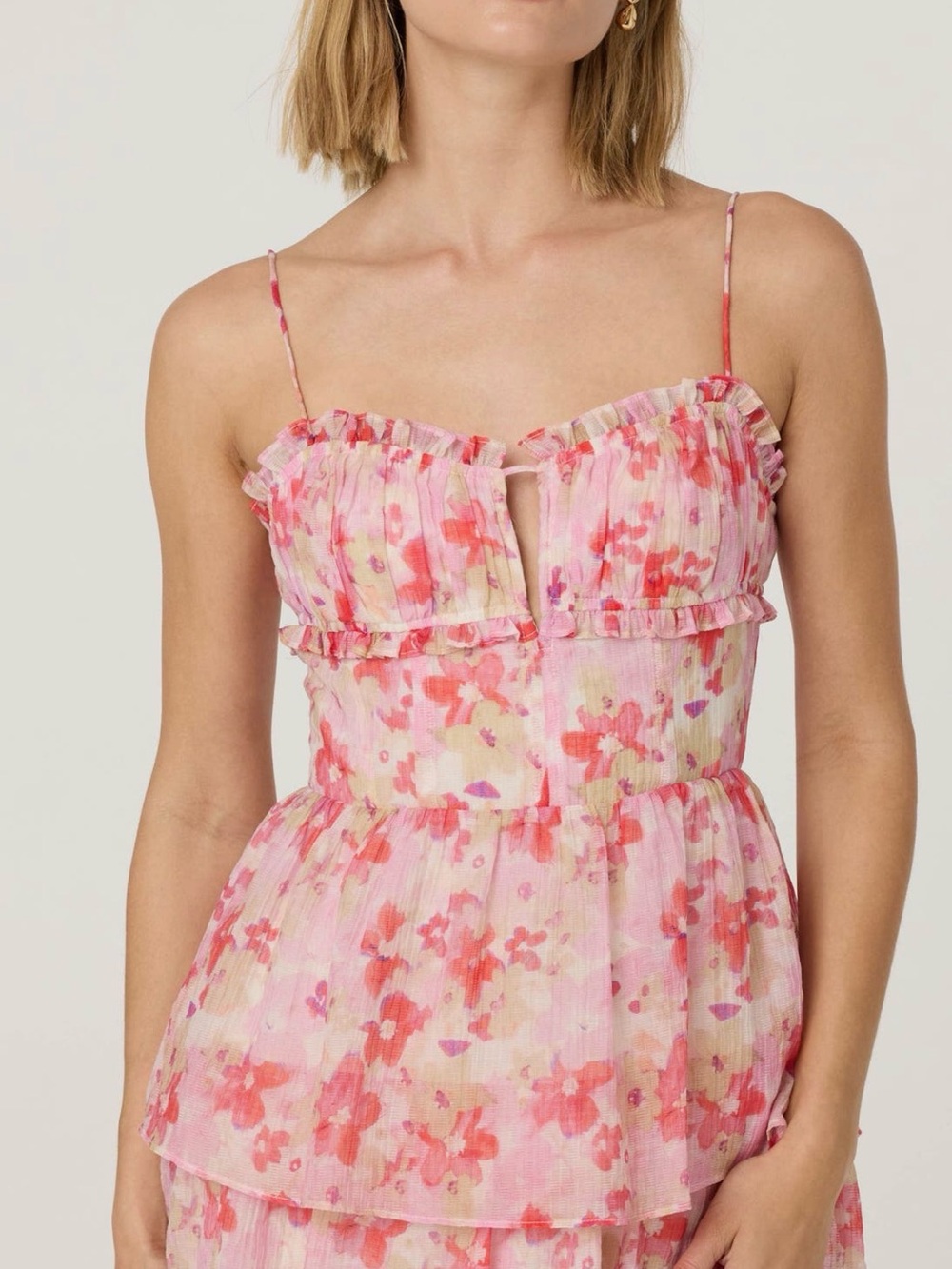 ASTR Pink Floral Ruffle Mini Dress